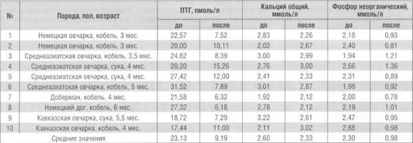 нормы кальция и фосфора у щенят